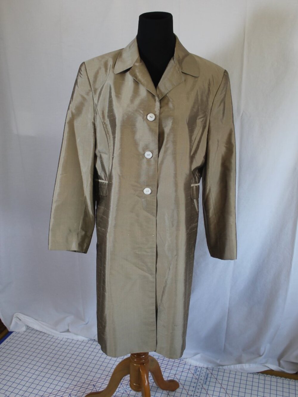 Silkland Silk Shantung Duster Trench Coat Size 12